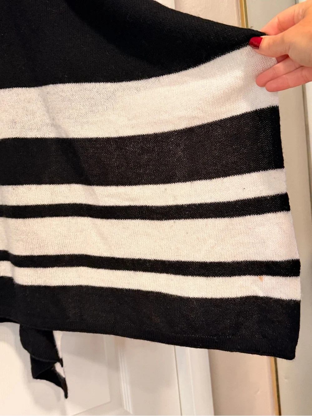 J. Crew Black & White Striped Cashmere & Merino Wool Blend Sweater Poncho #458 - Picture 4 of 13